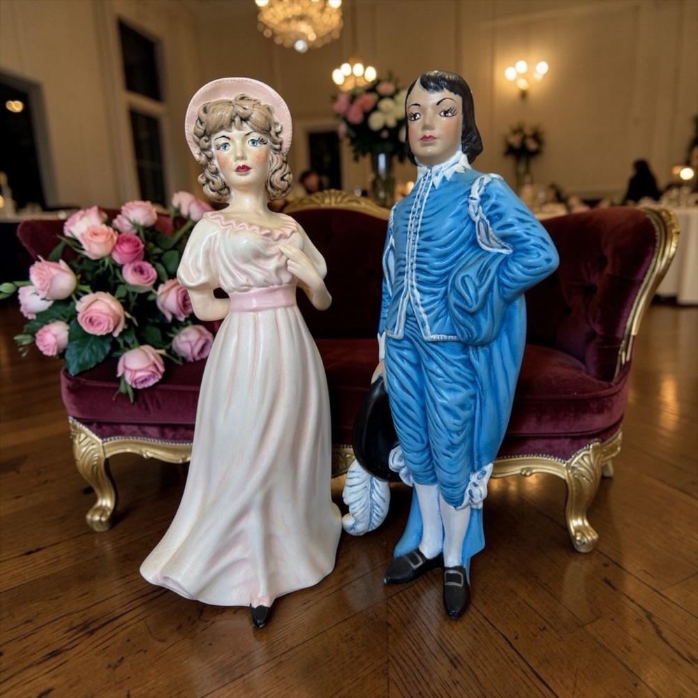 Vintage Holland Mold 12" Pinkie & The Blue Boy Ceramic Figurines Set